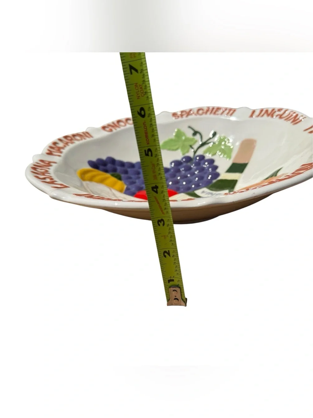 Hand Painted Italian Pasta Serving Bowl 13” Grapes Wine Tuscan Kitchen Decor